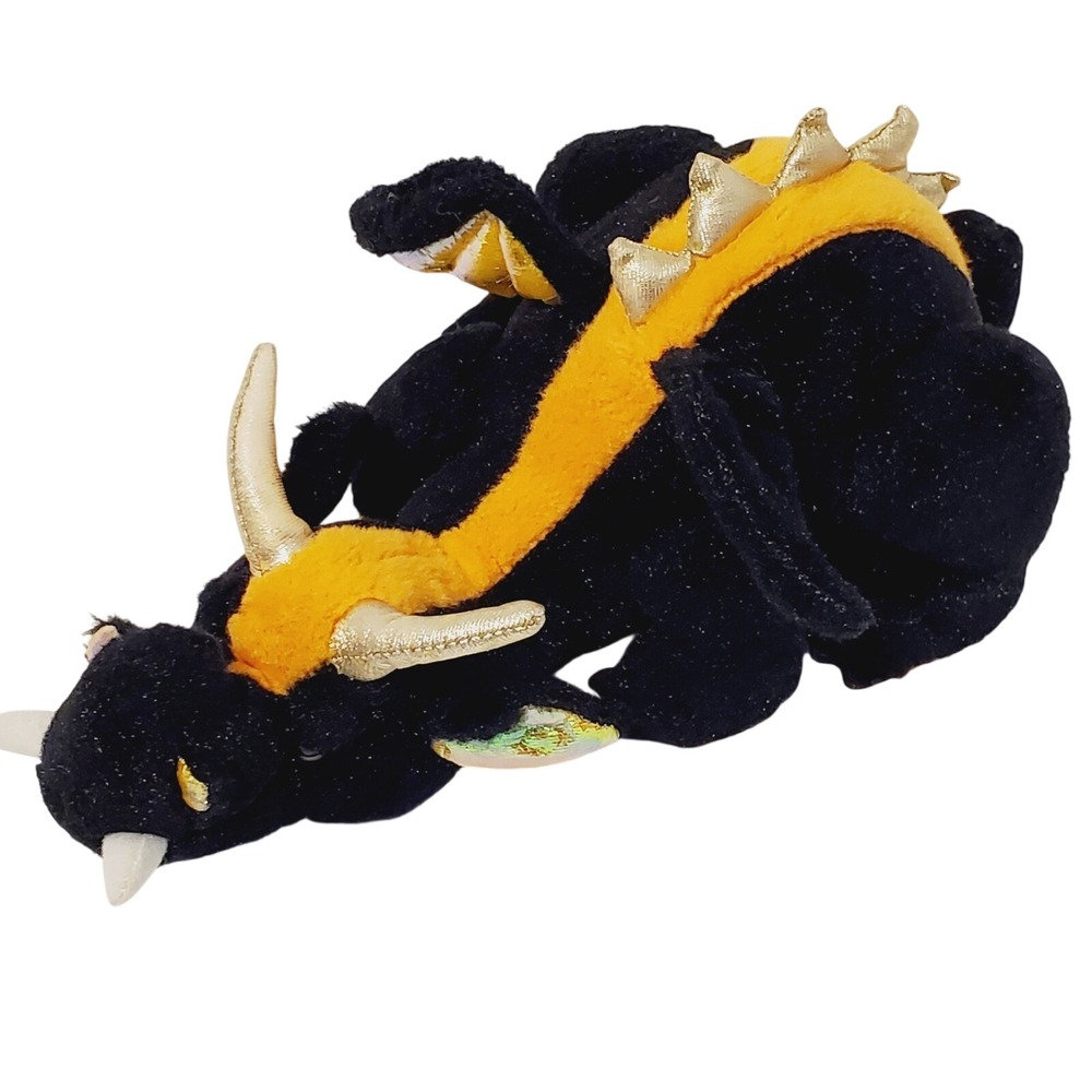 Ganz Webkinz Black Dragon Plush Orange Gold Accents Stuffed Animal Toy W Logo